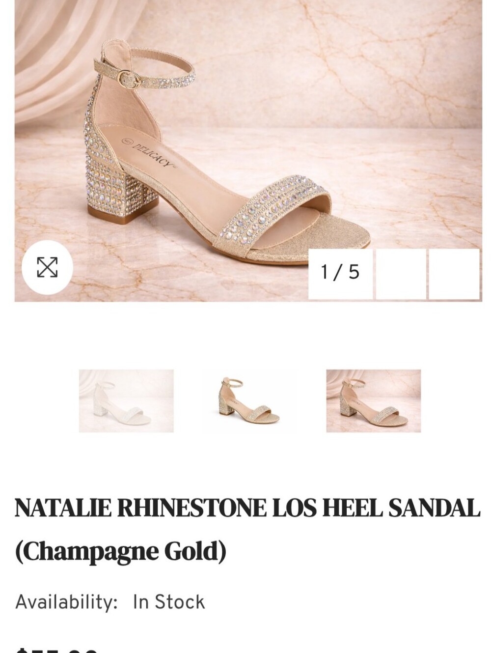 Champagne Gold NWT Rhinestone Sandals with 2 Inch Heel. Size 9